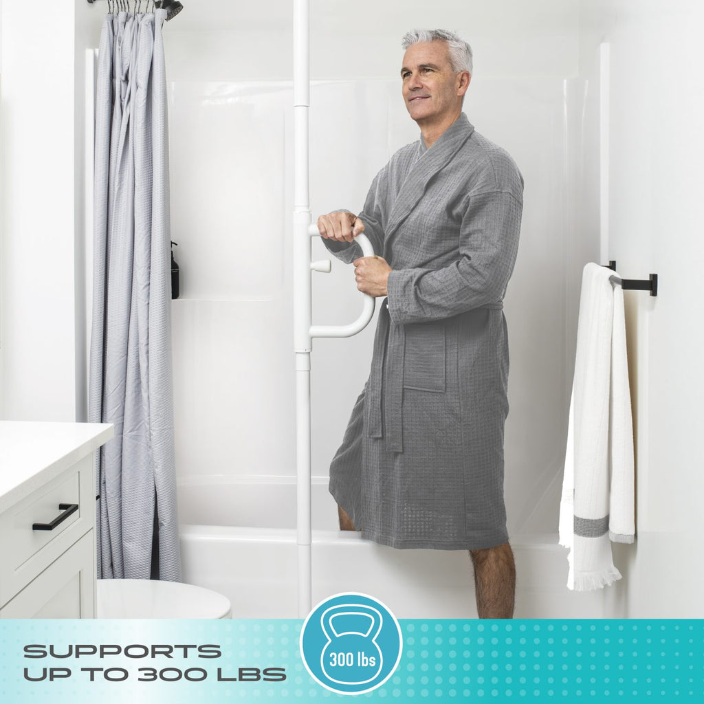 Wonder Pole Single Handle Pivoting Grab Bar, White
