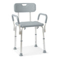 Chaise de douche en aluminium, avec dossier et accoudoirs, grise