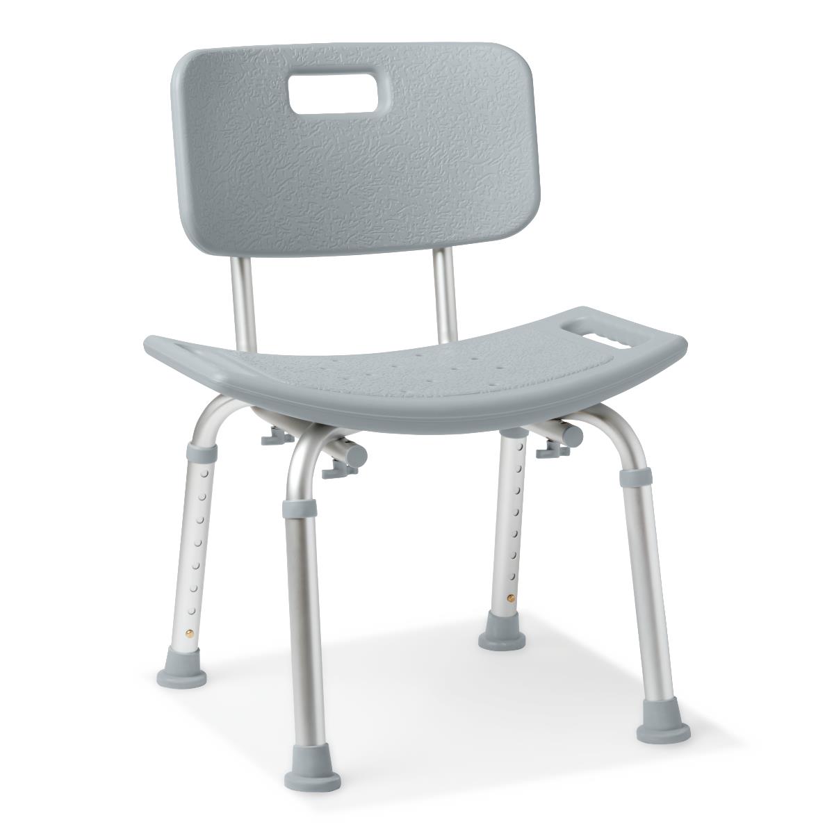 Chaise de douche en aluminium, avec dossier, grise
