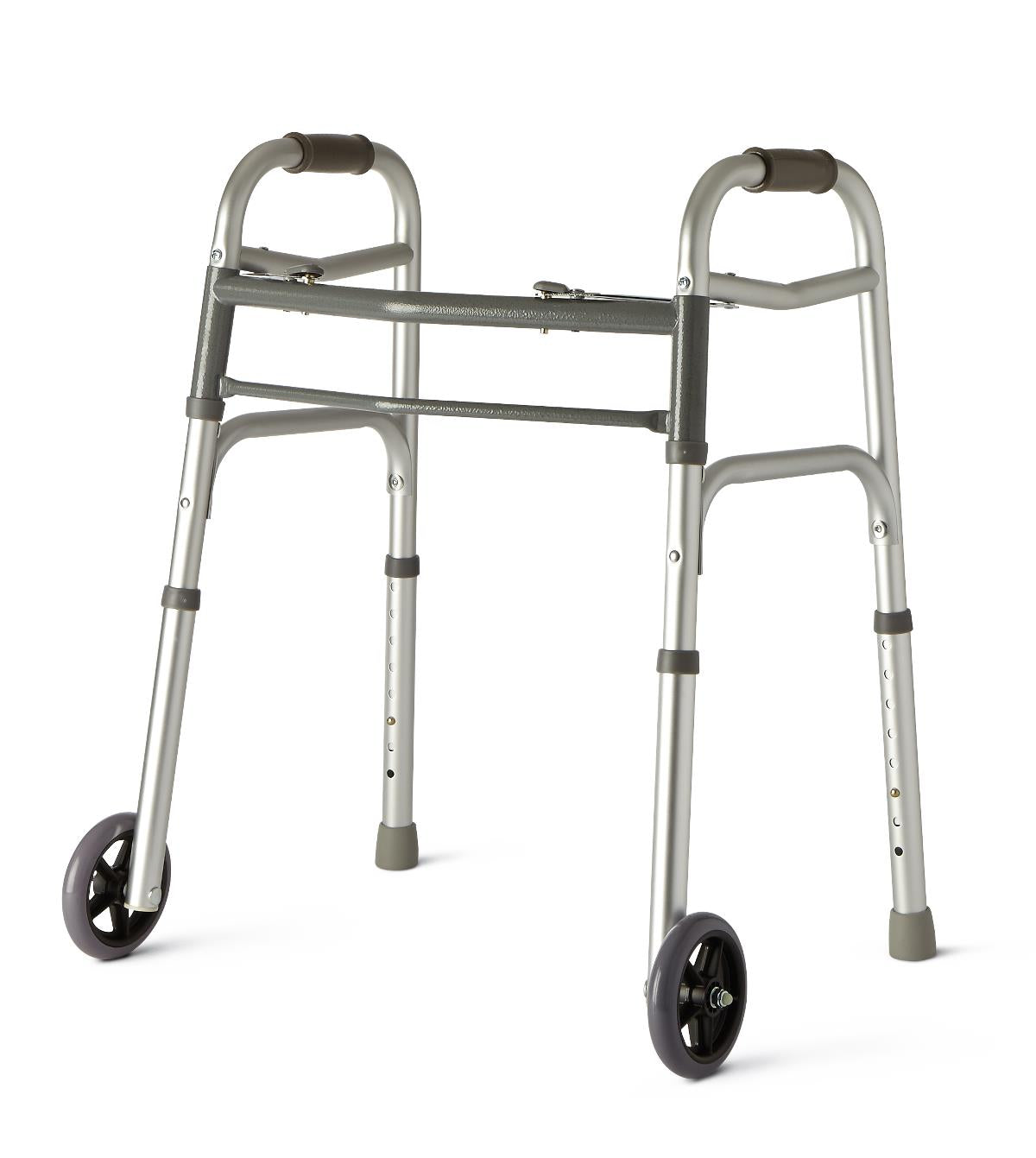 2-Button Folding Walker with 5" Wheels