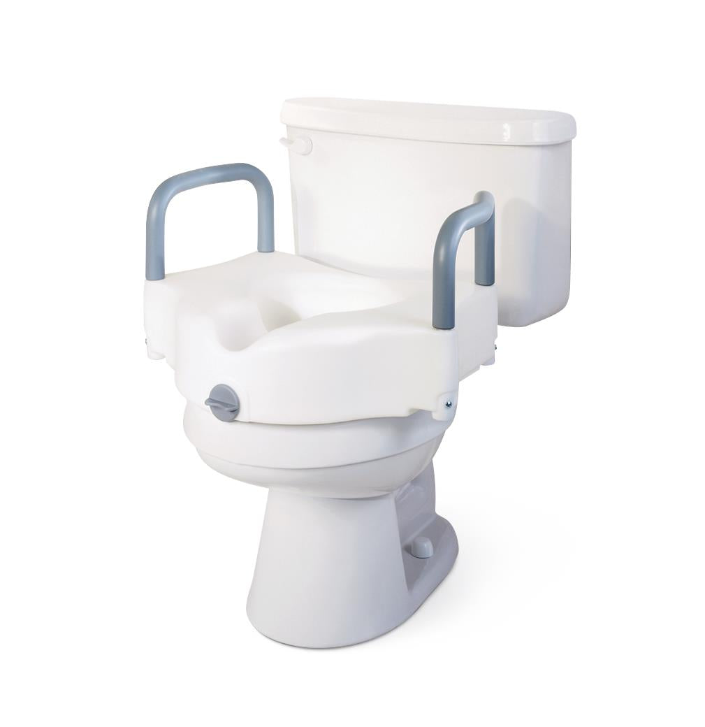 Siège de toilette surélevé verrouillable, avec accoudoirs, 5 po