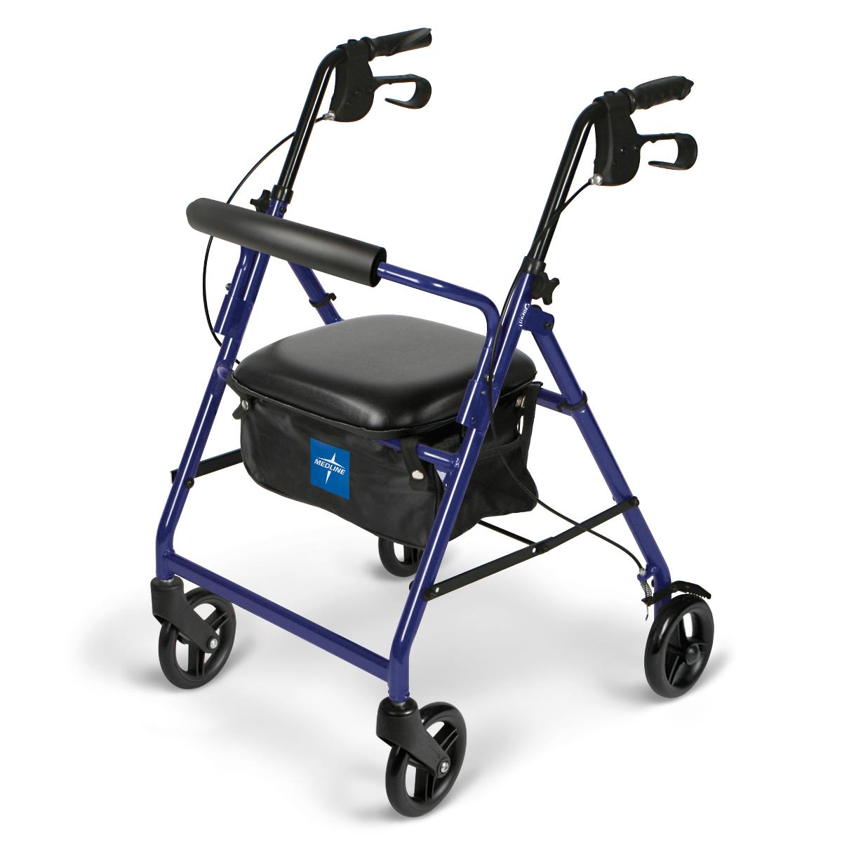 Déambulateur de base en aluminium, bleu, roues 6 po